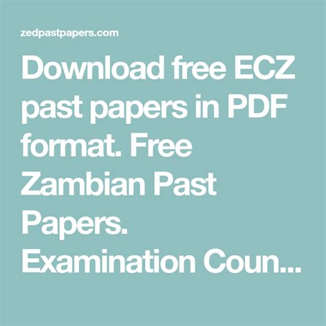 Read Examinations Council Of Zambia Past Papers 