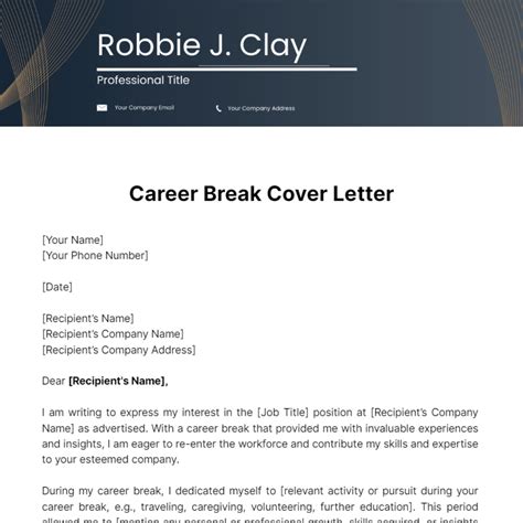 Example Career Break Letter