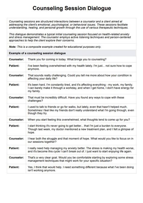 Example Counseling Session Dialogue