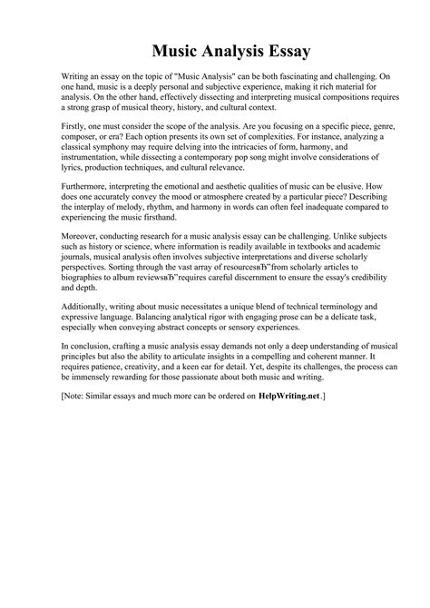 Example Essay About Music