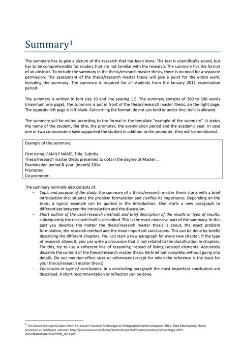 Example For A Summary