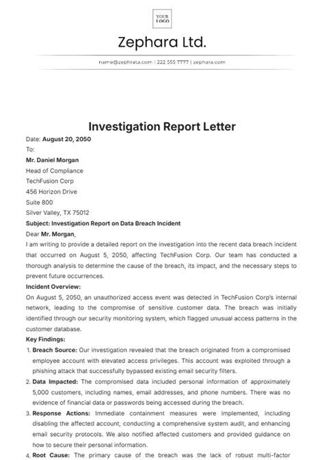 Example Investigation Letter