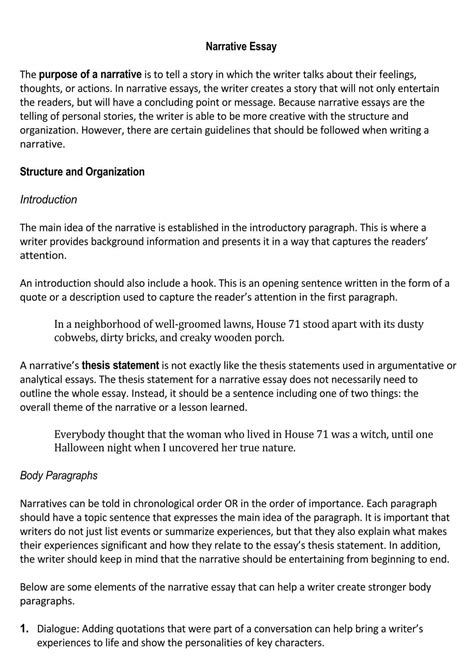 Example Narrative Essay Unit 2