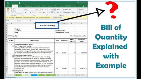 Example Of Bill Of Quantity For Construction
