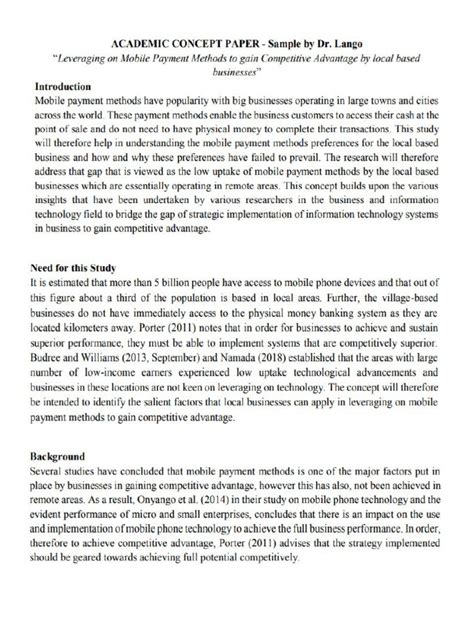 Example Of Concept Paper For Business