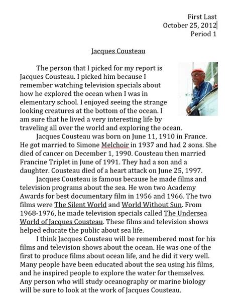 example of famous biography assignment