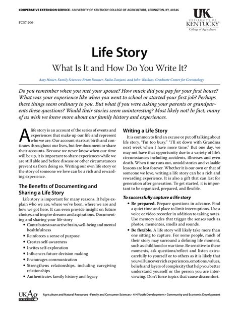 example of life history writing