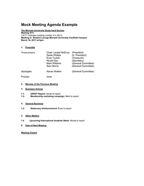 Example Of Mock Meeting