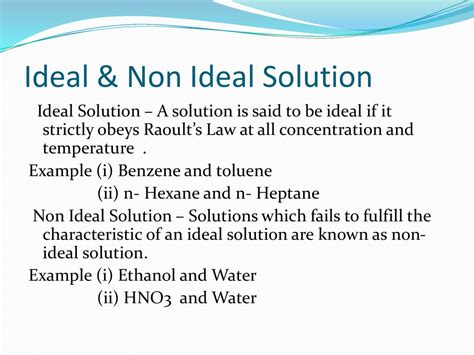 Example Of Non Ideal Solution