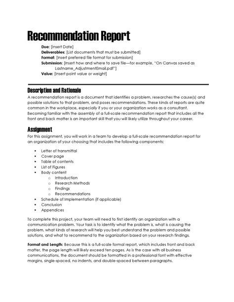 example of recommendation report in technical writing