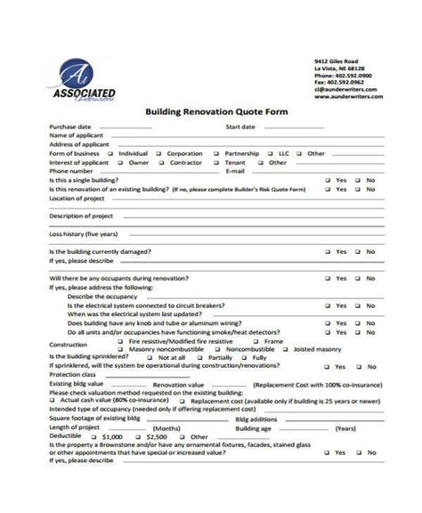 Example Of Renovation Quotation