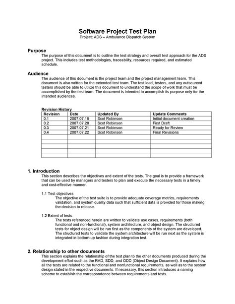example of test plan document