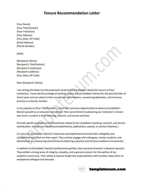 Example Recommendation Letter For Tenure From Student