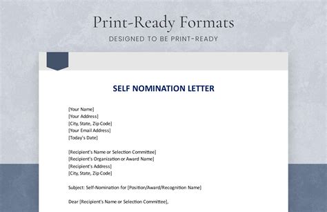 example self nomination letter
