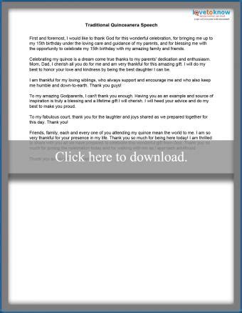 example speech to a quinceanera from