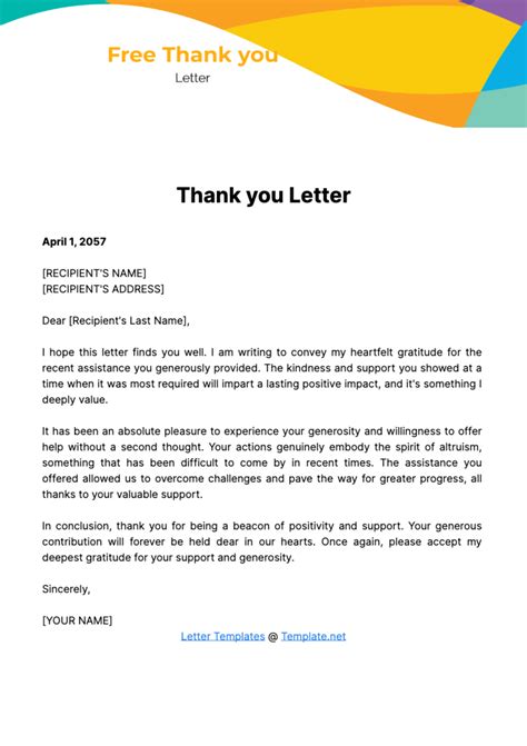 example thank you letter for bequests