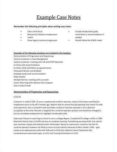 Read Example Case Management Notes 