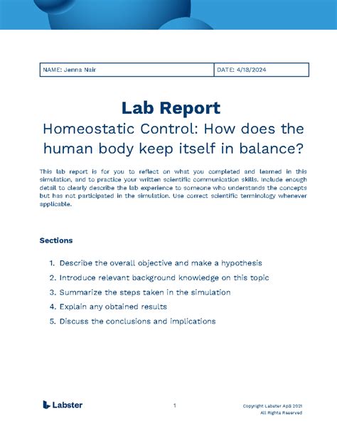 Full Download Example Homeostasis Lab Report Pdfslibforme 