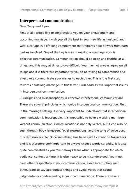 Full Download Example Interpersonal Communication Paper 