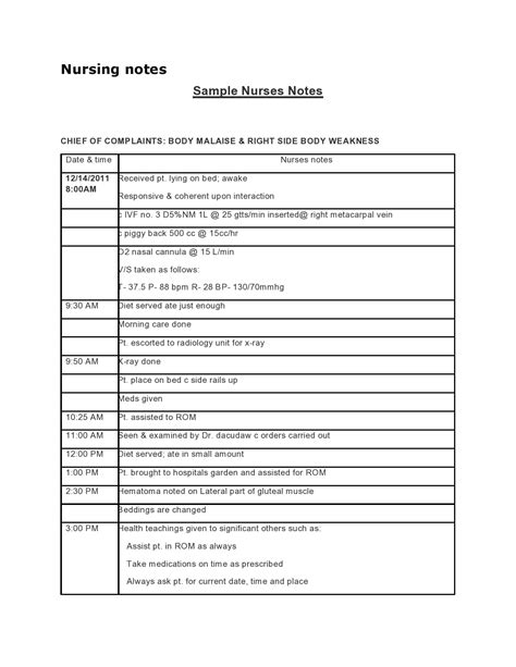 Download Example Nursing Documentation 