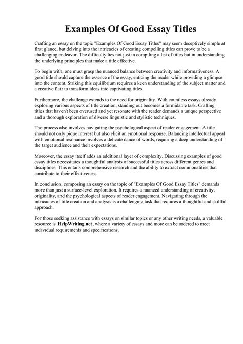 Read Example Of A Good Paper 