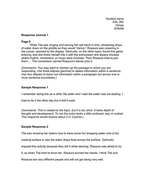 Full Download Example Of A Journal Response 