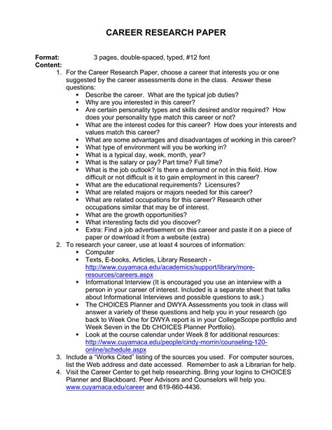 Read Online Example Of Career Research Paper 