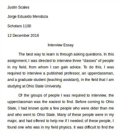 Full Download Example Of Interview Essay Paper 