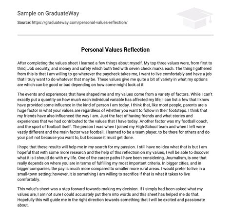 Download Example Of Personal Values Paper 