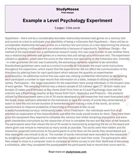 Download Example Of Psychology Paper 