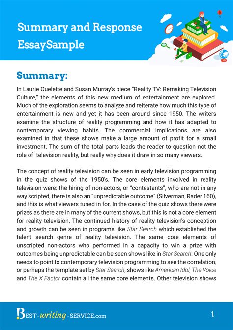 Full Download Example Of Summary Analysis Response Paper 