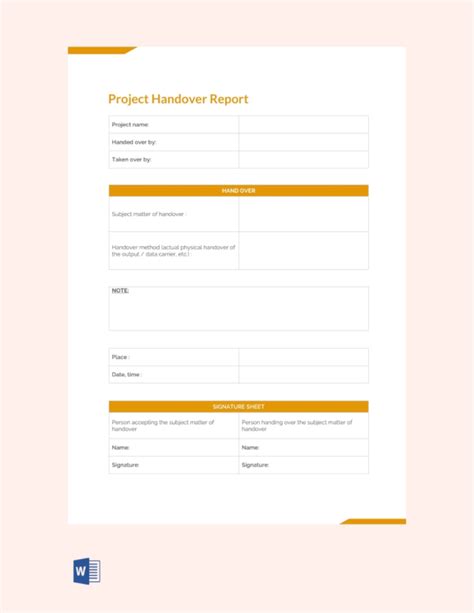 Full Download Example Project Handover Document Template 