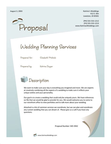 Full Download Example Wedding Coordinator Proposal 