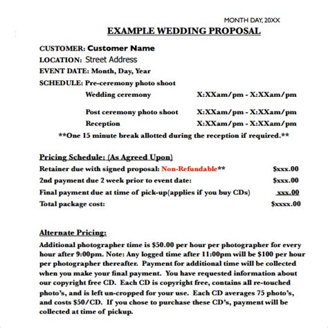 Download Example Wedding Coordinator Proposal 