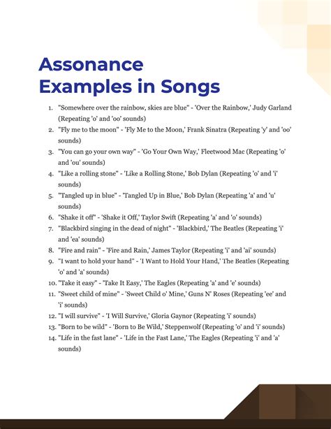 examples of assonance in songs