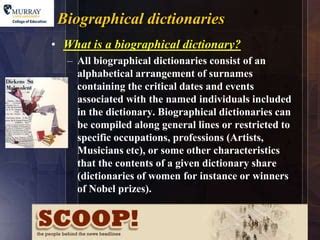 examples of biographical dictionaries