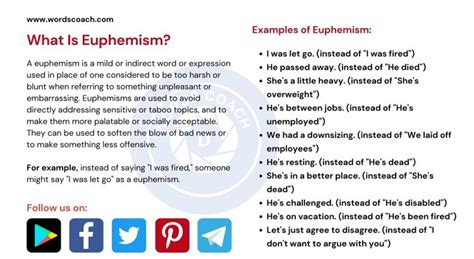 examples of euphemism word