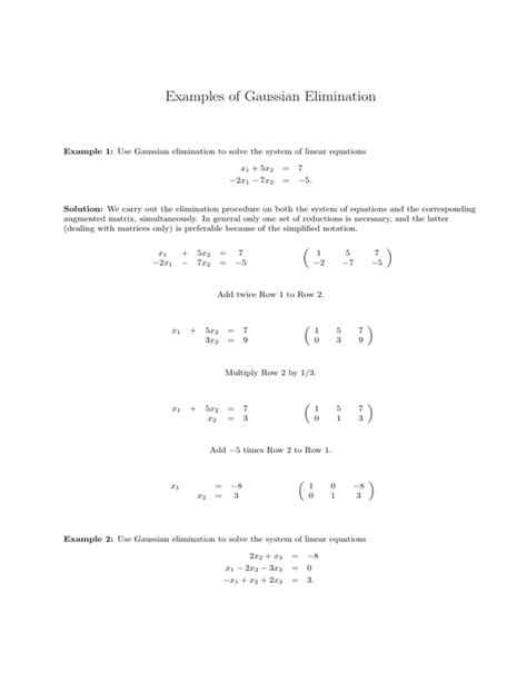 examples of gaussian elimination dartmouth college