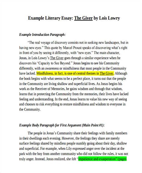 examples of literature essays