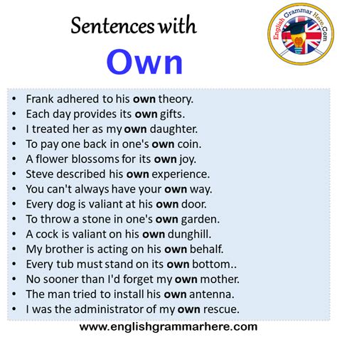 Examples Of Own In A Sentence Yourdictionary Com Frame Sentences Of Your Own - Frame Sentences Of Your Own