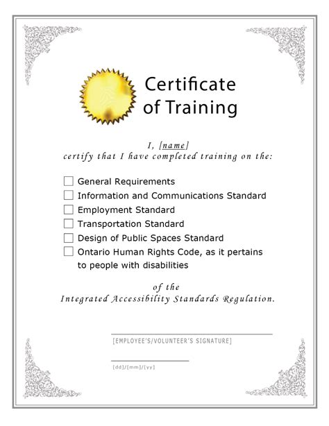 Read Online Examples Certification Of Training Document 