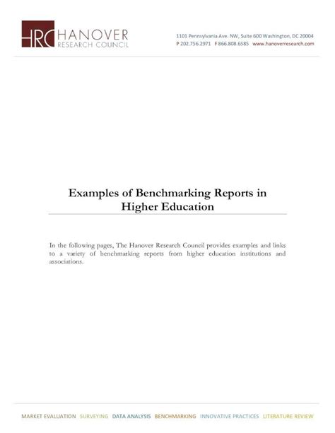 Full Download Examples Of Benchmarking Reports In Higher Education 