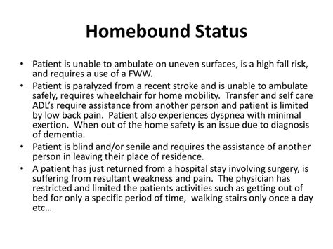Read Examples Of Homebound Status Documentation 