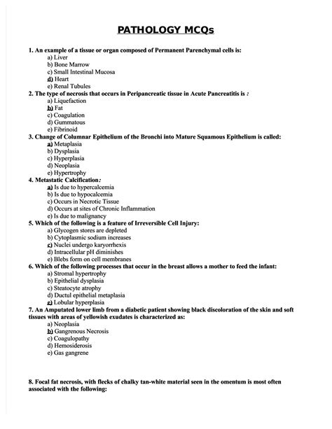 exams mcq from general pathology pptor