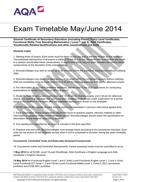 Full Download Exams Timetable May June 2014 Documenter 
