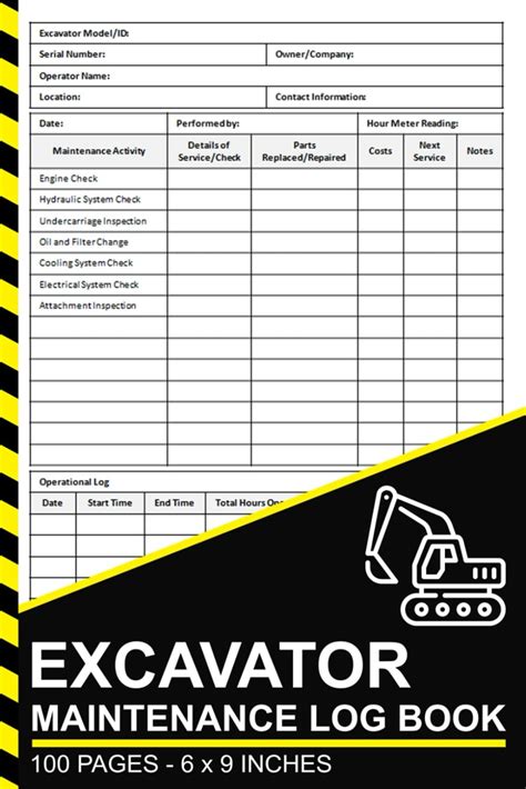 Excavator Service Record Sheet Template