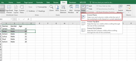 excel always show row