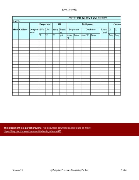 Excel Chiller Daily Data Sheet