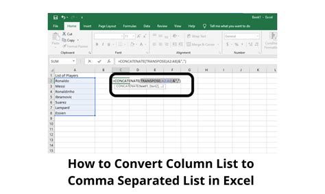 Excel Column To Comma Separated Row