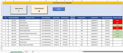 Excel Document Control Register Template